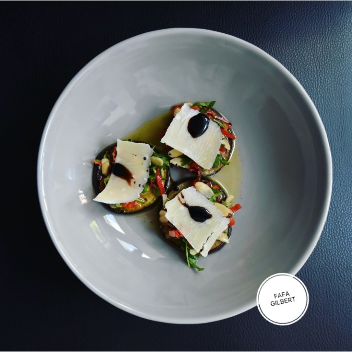 SMOKY AUBERGINE WITH A SPICY ALMOND&nbsp;DRESSING